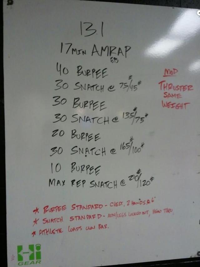This is the NEW 13.1.  I did this wod twice.  First time was at 112 reps.  Second time I went up to 123 reps.